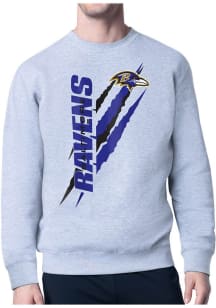 Starter Baltimore Ravens Mens Grey Color Scratch Long Sleeve Crew Sweatshirt