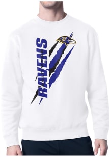 Starter Baltimore Ravens Mens White Color Scratch Long Sleeve Crew Sweatshirt