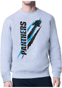 Starter Carolina Panthers Mens Grey Color Scratch Long Sleeve Crew Sweatshirt