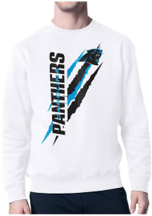 Starter Carolina Panthers Mens White Color Scratch Long Sleeve Crew Sweatshirt