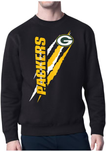 Starter Green Bay Packers Mens Black Color Scratch Long Sleeve Crew Sweatshirt