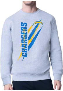 Starter Los Angeles Chargers Mens Grey Color Scratch Long Sleeve Crew Sweatshirt