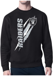 Starter Las Vegas Raiders Mens Black Color Scratch Long Sleeve Crew Sweatshirt