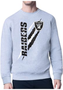 Starter Las Vegas Raiders Mens Grey Color Scratch Long Sleeve Crew Sweatshirt