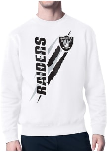 Starter Las Vegas Raiders Mens White Color Scratch Long Sleeve Crew Sweatshirt