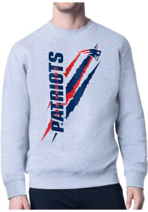 Starter New England Patriots Mens Grey Color Scratch Long Sleeve Crew Sweatshirt