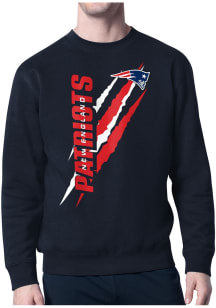 Starter New England Patriots Mens Navy Blue Color Scratch Long Sleeve Crew Sweatshirt