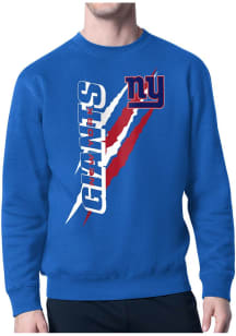 Starter New York Giants Mens Blue Color Scratch Long Sleeve Crew Sweatshirt