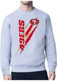 Starter San Francisco 49ers Mens Grey Color Scratch Long Sleeve Crew Sweatshirt