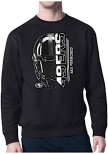 Starter San Francisco 49ers Mens Black Half Helmet Long Sleeve Crew Sweatshirt
