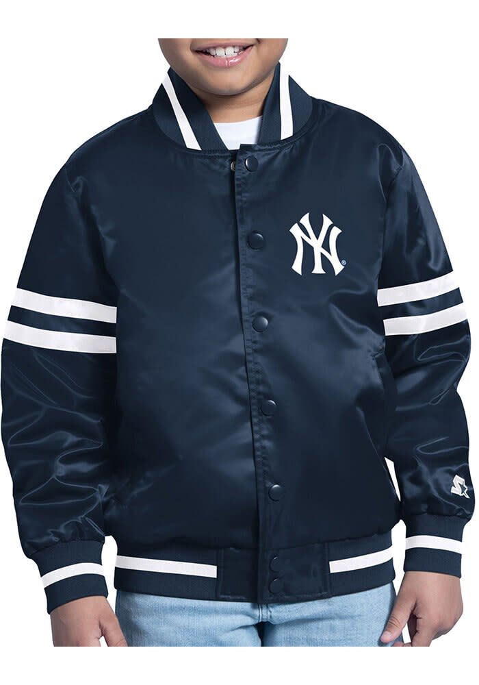 Starter New York Yankees スタジャン L ネイビー Starter New York Yankees Youth NAVY Stacked Logo Medium Jacket