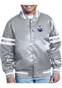 Starter Edmonton Oilers Youth Grey Stacked Logo Medium Weight Jacket