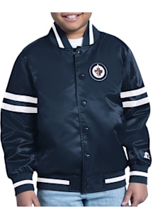 Starter Winnipeg Jets Youth Navy Blue Stacked Logo Medium Weight Jacket