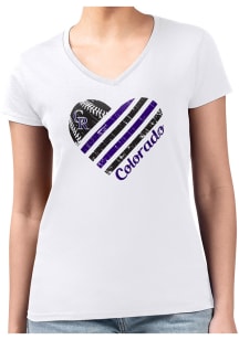 4Her Colorado Rockies Womens White Heart Fitted Short Sleeve T-Shirt