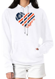 4Her Detroit Tigers Womens White Heart Hooded Sweatshirt