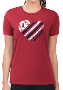 4Her Los Angeles Angels Womens Red Heart Fitted Design Short Sleeve T-Shirt