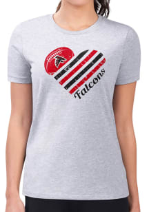 4Her Atlanta Falcons Womens Grey Heart Fitted Design Short Sleeve T-Shirt