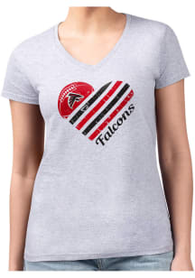 4Her Atlanta Falcons Womens Grey Heart Fitted Short Sleeve T-Shirt