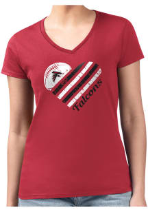 4Her Atlanta Falcons Womens Red Heart Fitted Design Short Sleeve T-Shirt