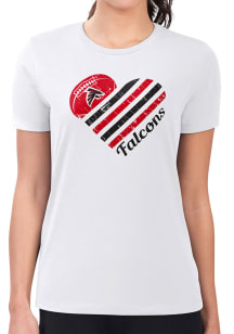 4Her Atlanta Falcons Womens White Heart Fitted Short Sleeve T-Shirt