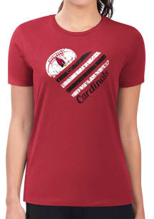 4Her Arizona Cardinals Womens Red Heart Fitted Design Short Sleeve T-Shirt