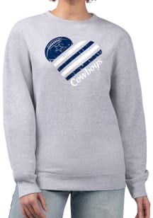 4Her Dallas Cowboys Womens Grey Heart Crew Sweatshirt