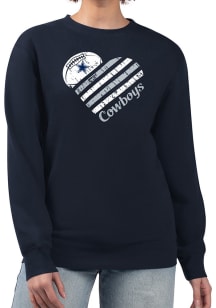 4Her Dallas Cowboys Womens Navy Blue Heart Crew Sweatshirt