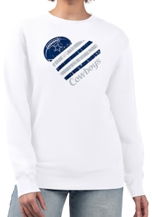 4Her Dallas Cowboys Womens White Heart Crew Sweatshirt