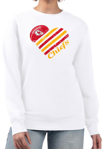 4Her Kansas City Chiefs Womens White Heart Crew Sweatshirt