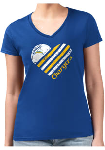 4Her Los Angeles Chargers Womens Blue Heart Fitted Short Sleeve T-Shirt