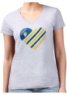 4Her Los Angeles Rams Womens Grey Heart Fitted Design Short Sleeve T-Shirt