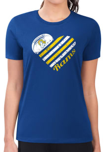 4Her Los Angeles Rams Womens Blue Heart Fitted Design Short Sleeve T-Shirt