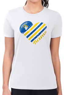 4Her Los Angeles Rams Womens White Heart Fitted Design Short Sleeve T-Shirt