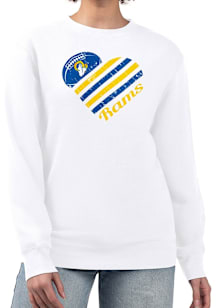 4Her Los Angeles Rams Womens White Heart Crew Sweatshirt