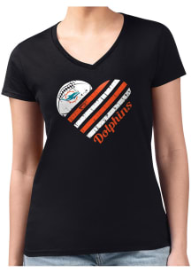 4Her Miami Dolphins Womens  Heart Fitted Short Sleeve T-Shirt