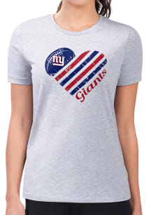 4Her New York Giants Womens Grey Heart Fitted Short Sleeve T-Shirt