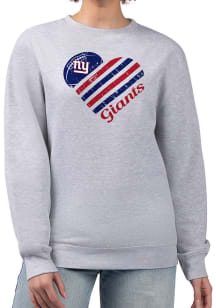 4Her New York Giants Womens Grey Heart Crew Sweatshirt