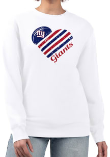 4Her New York Giants Womens White Heart Crew Sweatshirt