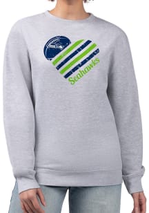 4Her Seattle Seahawks Womens Grey Heart Crew Sweatshirt