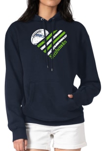 4Her Seattle Seahawks Womens Navy Blue Heart Hooded Sweatshirt