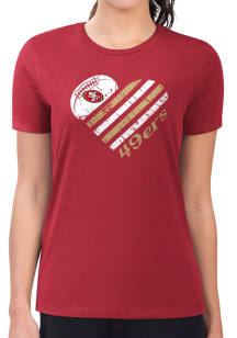 4Her San Francisco 49ers Womens Red Heart Fitted Design Short Sleeve T-Shirt