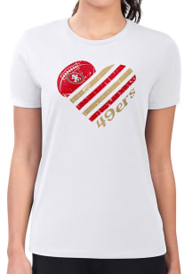 4Her San Francisco 49ers Womens White Heart Fitted Design Short Sleeve T-Shirt