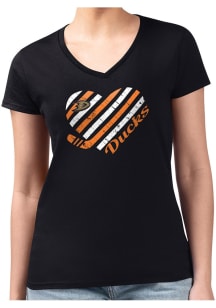 4Her Anaheim Ducks Womens Black Heart Fitted Short Sleeve T-Shirt