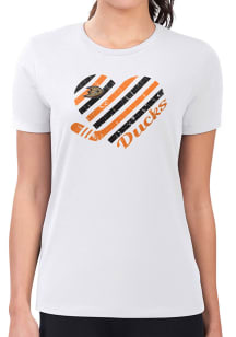 4Her Anaheim Ducks Womens White Heart Fitted Short Sleeve T-Shirt