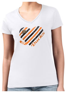 4Her Anaheim Ducks Womens White Heart Fitted Style Short Sleeve T-Shirt