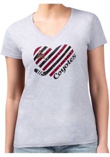 4Her Arizona Coyotes Womens Grey Heart Fitted Short Sleeve T-Shirt