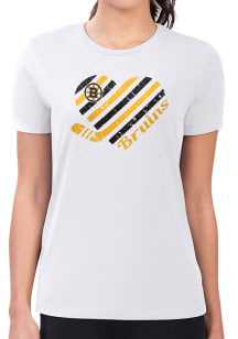 4Her Boston Bruins Womens White Heart Fitted Short Sleeve T-Shirt