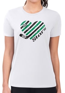 4Her Dallas Stars Womens White Heart Fitted Graphic Short Sleeve T-Shirt