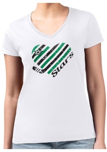 4Her Dallas Stars Womens White Heart Fitted Short Sleeve T-Shirt