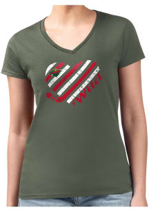 4Her Minnesota Wild Womens Green Heart Fitted Short Sleeve T-Shirt